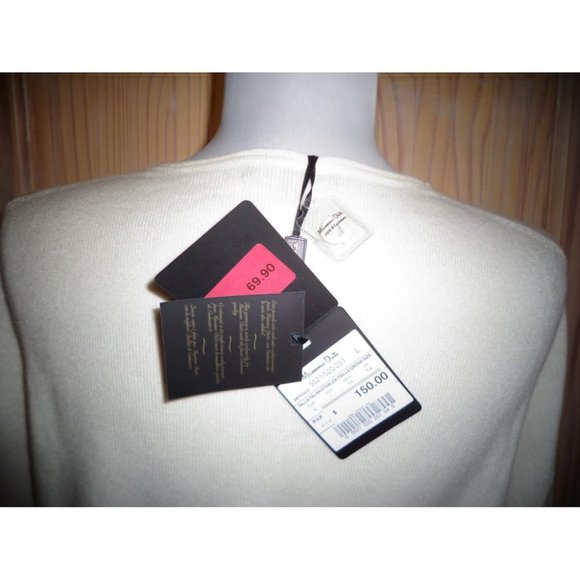 NWT - $125.00 - MASSIMO DUTTI Ivory 100% Cashmere Round Neck Sweater Size L - Picture 7 of 8